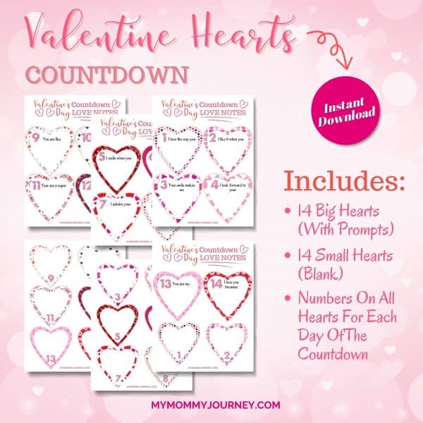 Valentine Hearts Countdown Includes
