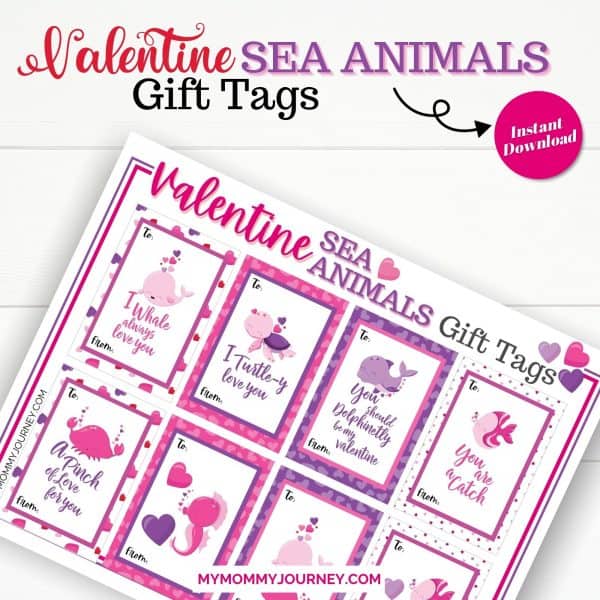 Valentine Gift Tags Printable Sea Animals