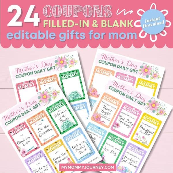 24 Coupons Filled-in and Blank Editable Gifts for Mom