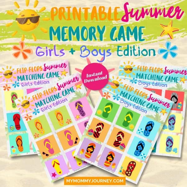 Printable Summer Memory Game Girls & Boys Edition