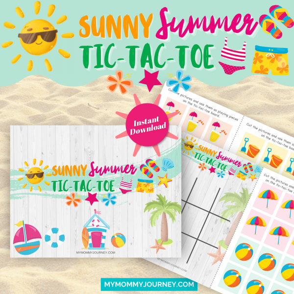 Sunny Summer Tic Tac Toe printable game