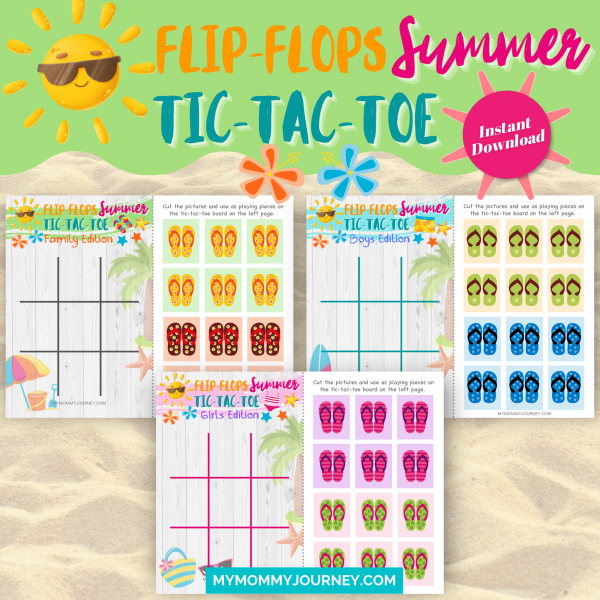Flip-Flops Summer Tic-Tac-Toe summer game printable