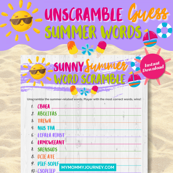 Unscramble and guess the summer words