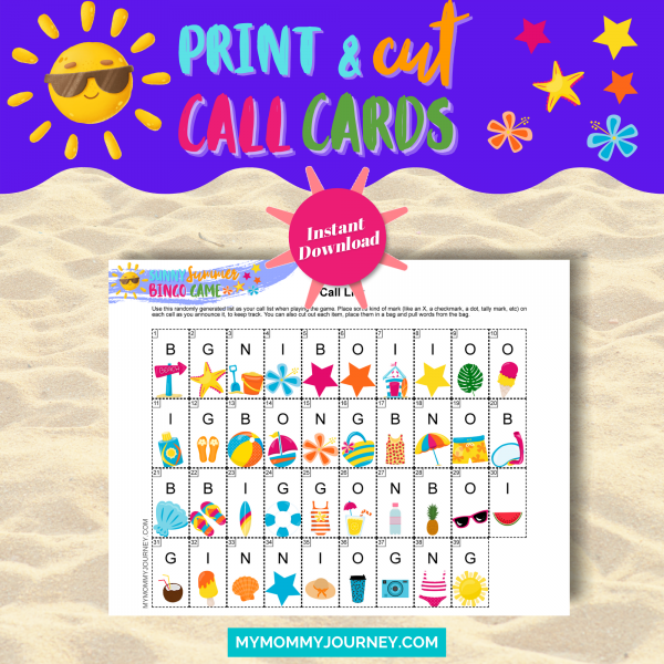 Sunny Summer Bingo Bundle Pack Print and Cut Call Cards