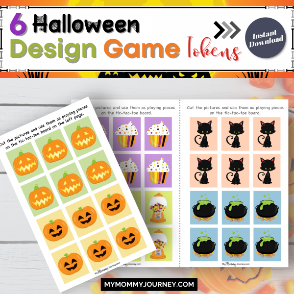 6 Halloween design game tokens