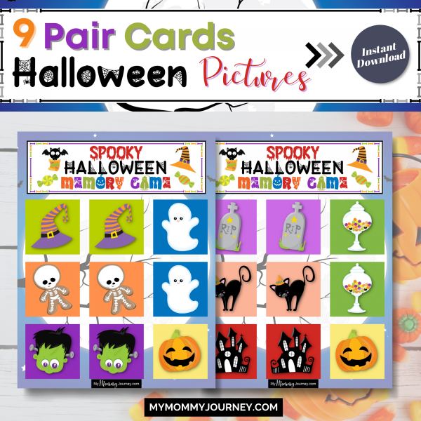 9 Pair Cards Halloween Pictures
