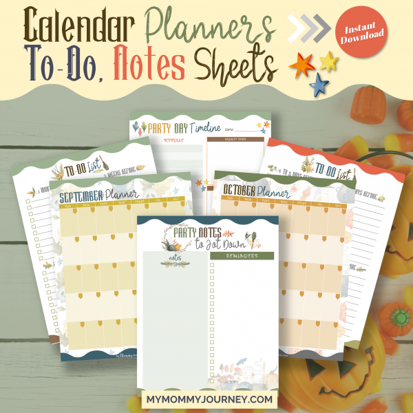 Halloween planner calendar, to do notes sheets