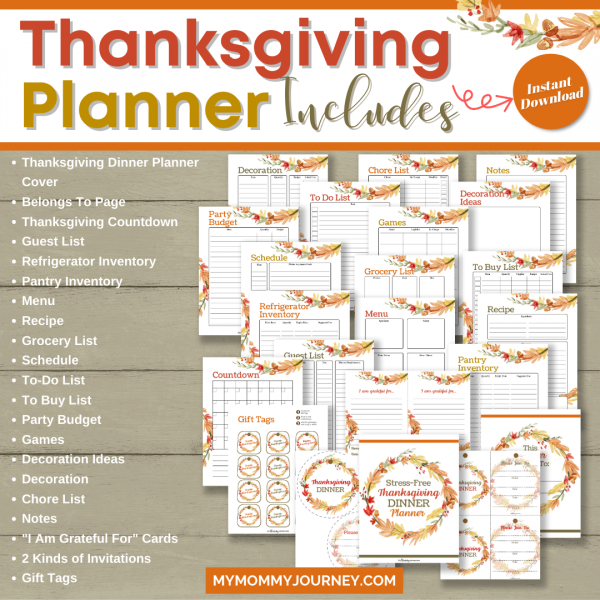Stress-Free Thanksgiving Dinner Planner White Edition Includes