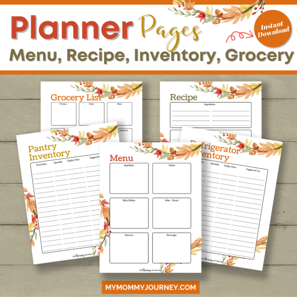 Stress-Free Thanksgiving Dinner Planner White Edition Pages Menu, Recipe, Inventory, Grocery
