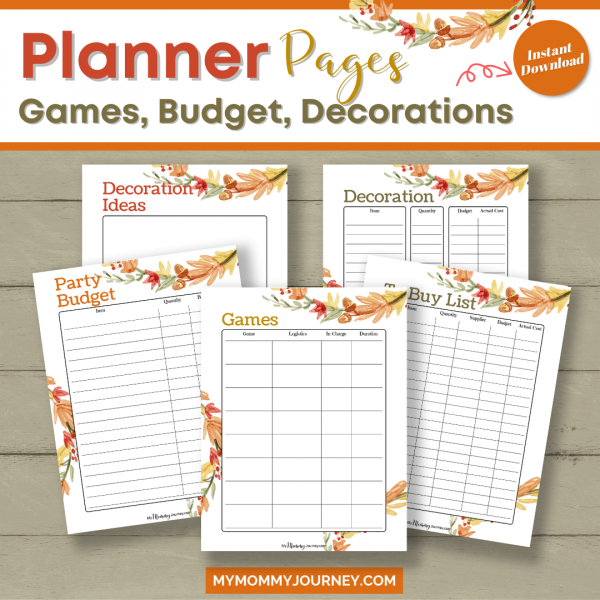 Stress-Free Thanksgiving Dinner Planner White Edition Pages Games, Budget, Decorations
