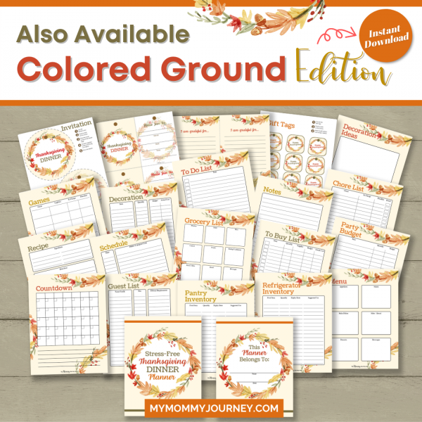 Also available in Stress-Free Thanksgiving Dinner Planner Colored Edition