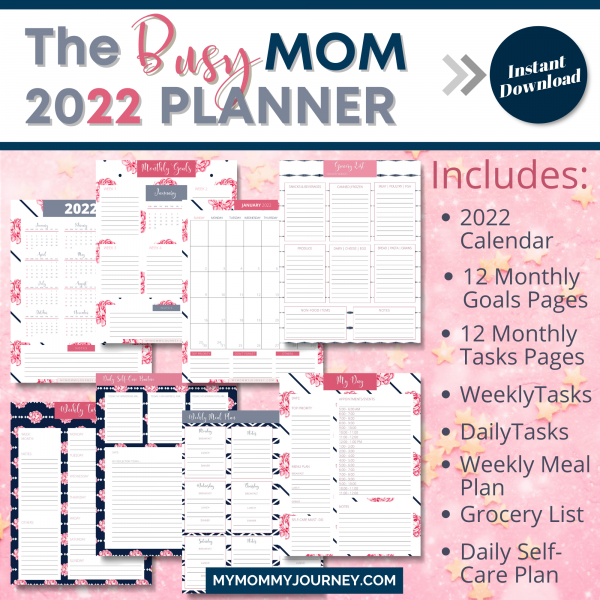 The Busy Mom 2022 Planner includes pages