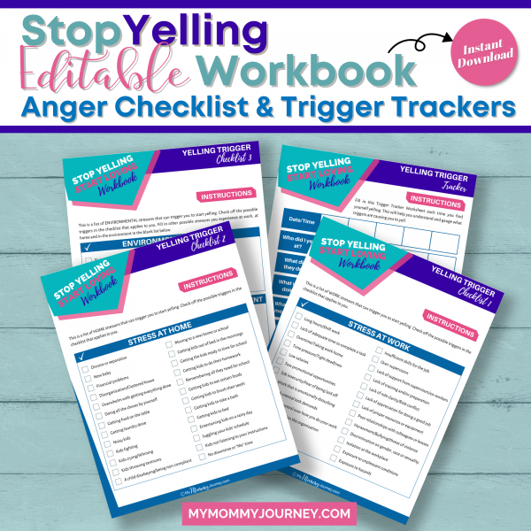 Stop yelling editable workbook anger checklist and anger trigger trackers