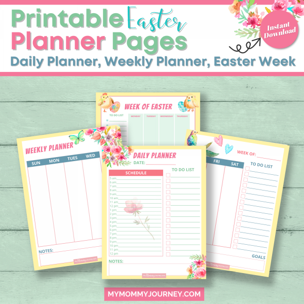 Printable Easter Planner Pages Daily Planner, Weekly Planner, Easter Week