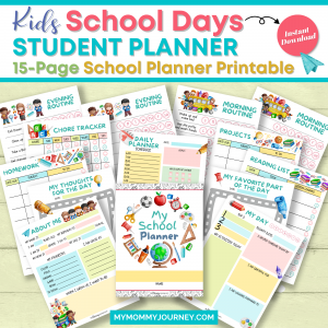 Kids School Days Student Planner 15-page school planner printable