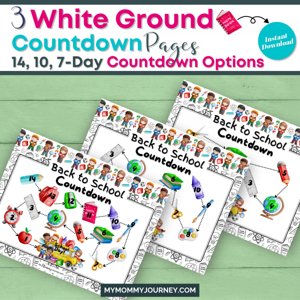 3 white background countdown pages 14-day, 10-day, 7-day countdown options
