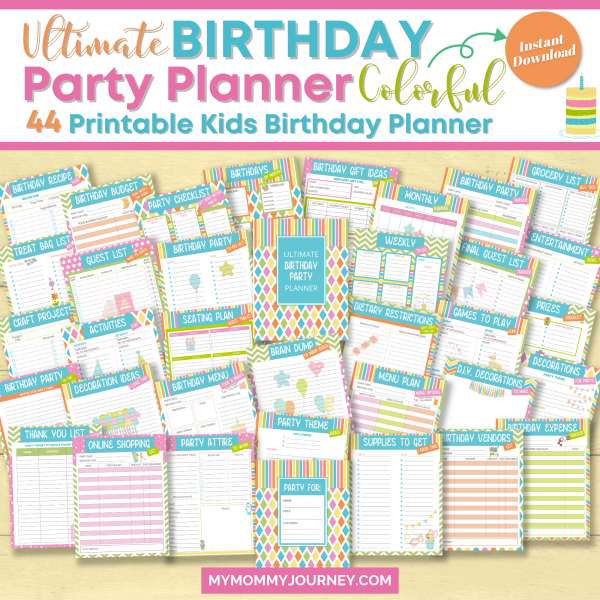 Ultimate Birthday Party Planner Colorful 44 Printable Kids Birthday Planner