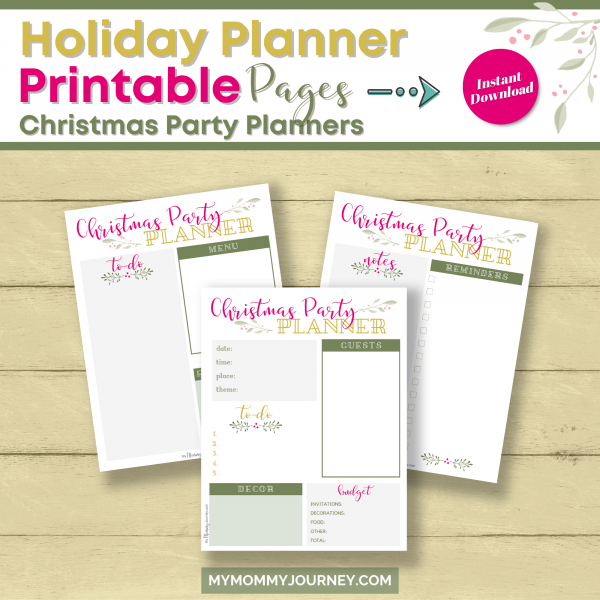 Holiday Planner Printable Pages: Christmas Party Planners